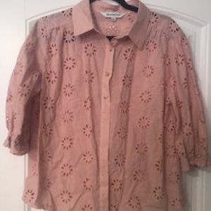 Davi & Dani peach coloured 100% cotton button-up top